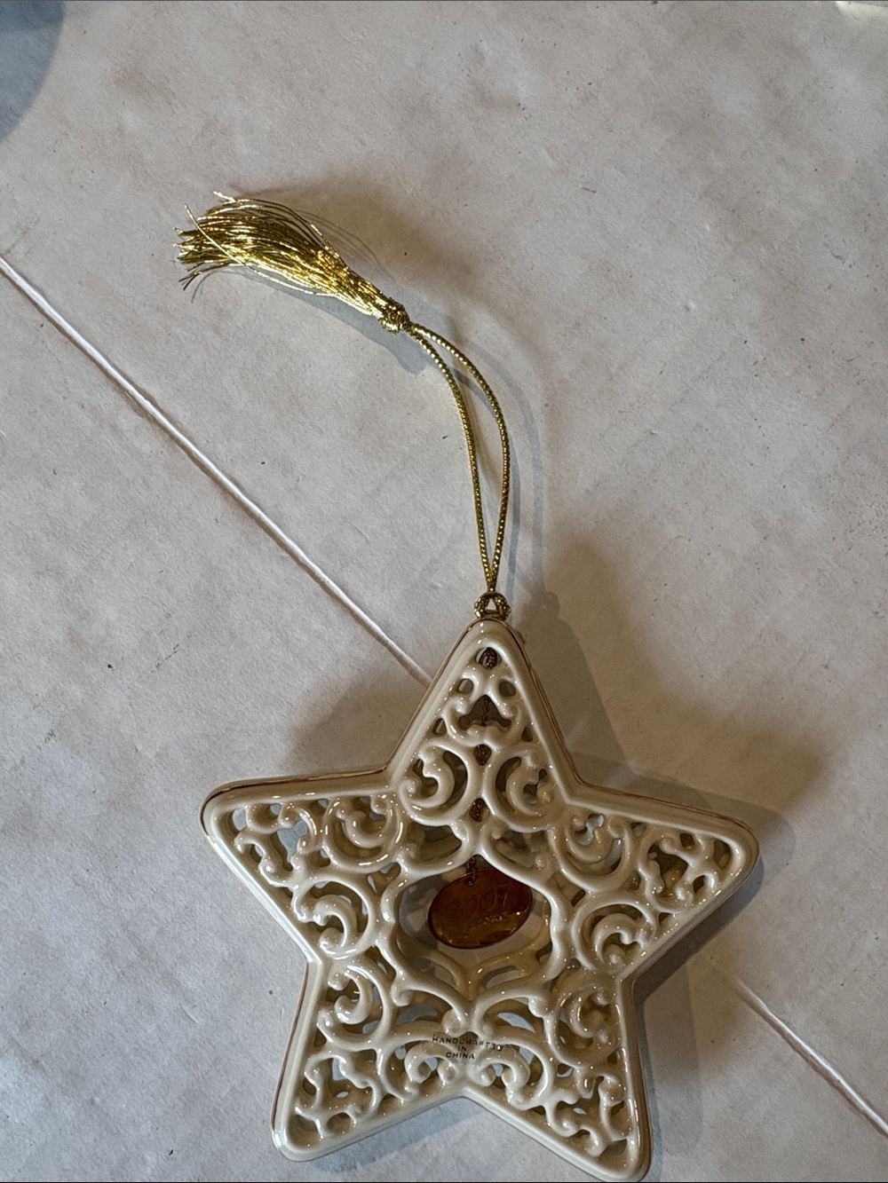 Lenox Cream and Gold Filigree Star Ornament